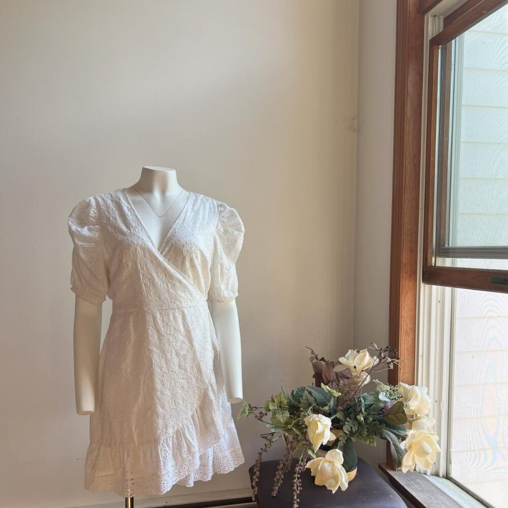 River Island White eyelet wrap dress